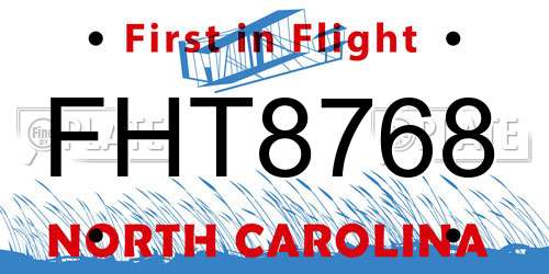 FHT8768 North Carolina License Plate