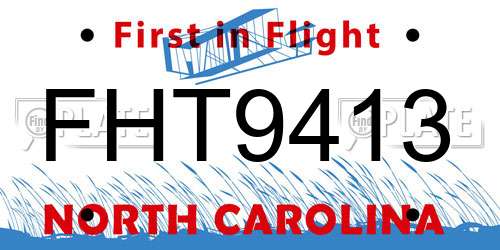 FHT9413 North Carolina License Plate