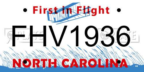 FHV1936 North Carolina License Plate