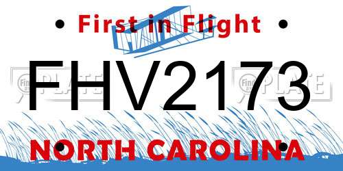 FHV2173 North Carolina License Plate