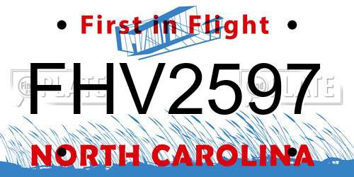 FHV2597 North Carolina License Plate