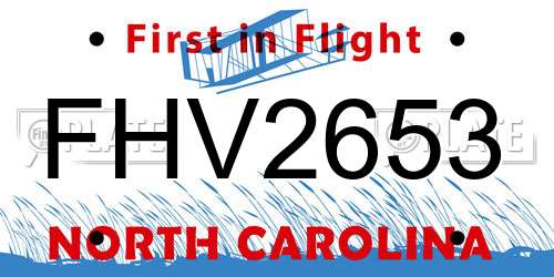 FHV2653 North Carolina License Plate