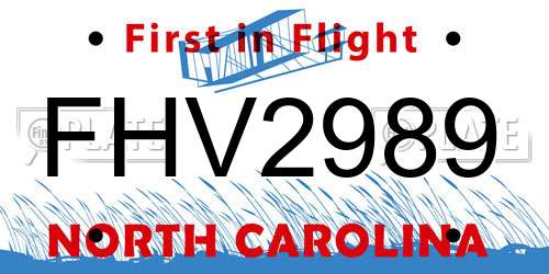 FHV2989 North Carolina License Plate