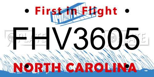 FHV3605 North Carolina License Plate
