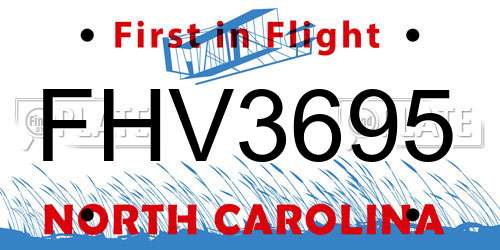 FHV3695 North Carolina License Plate