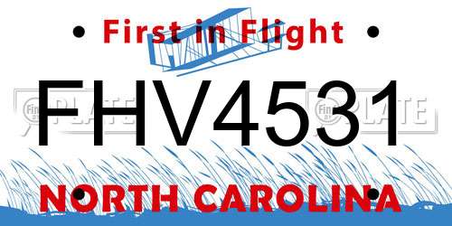 FHV4531 North Carolina License Plate