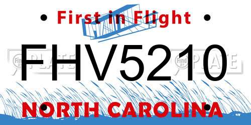 FHV5210 North Carolina License Plate
