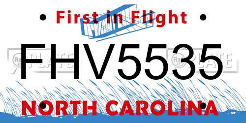 FHV5535 North Carolina License Plate