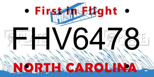 FHV6478 North Carolina License Plate