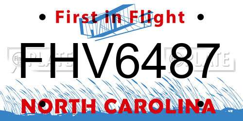 FHV6487 North Carolina License Plate