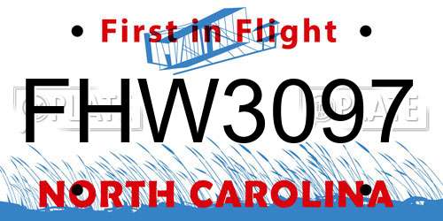 FHW3097 North Carolina License Plate
