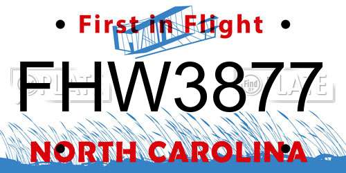 FHW3877 North Carolina License Plate