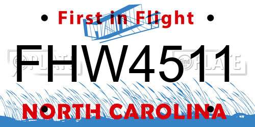 FHW4511 North Carolina License Plate