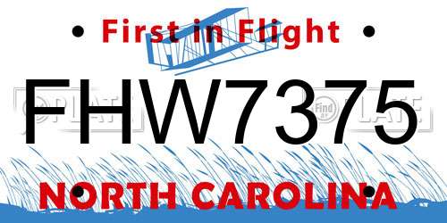 FHW7375 North Carolina License Plate