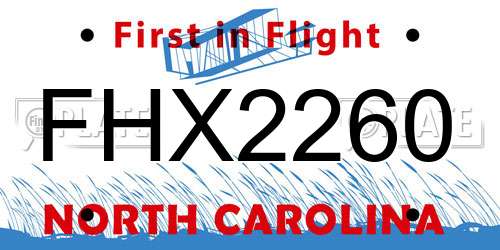 FHX2260 North Carolina License Plate