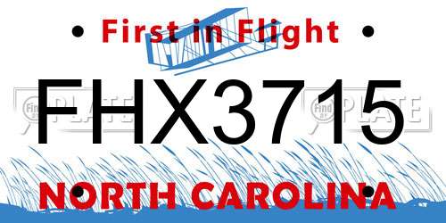 FHX3715 North Carolina License Plate