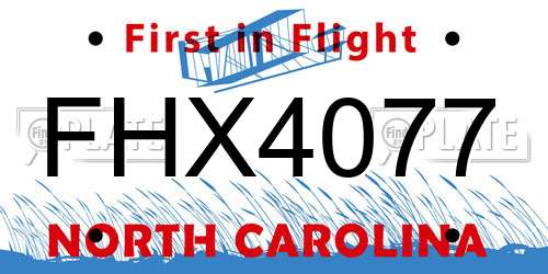 FHX4077 North Carolina License Plate