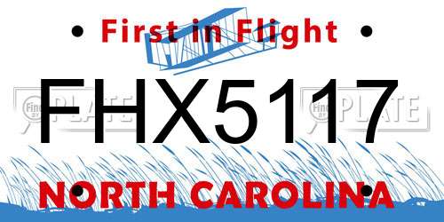 FHX5117 North Carolina License Plate