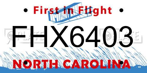 FHX6403 North Carolina License Plate