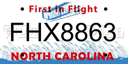 FHX8863 North Carolina License Plate