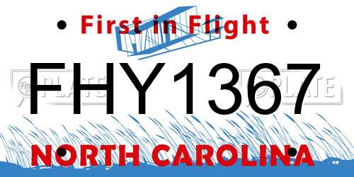 FHY1367 North Carolina License Plate