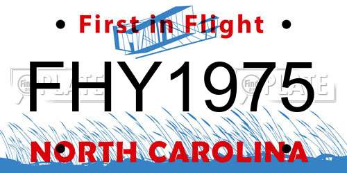 FHY1975 North Carolina License Plate