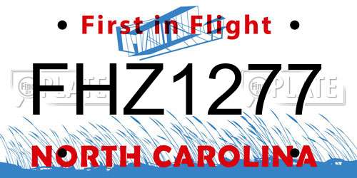 FHZ1277 North Carolina License Plate