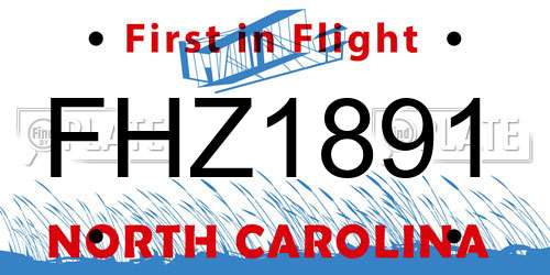 FHZ1891 North Carolina License Plate