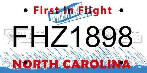 FHZ1898 North Carolina License Plate