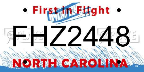 FHZ2448 North Carolina License Plate