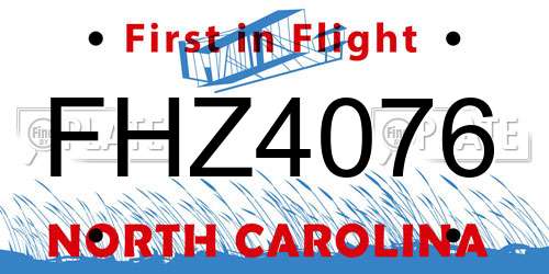 FHZ4076 North Carolina License Plate