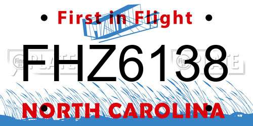FHZ6138 North Carolina License Plate