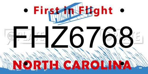FHZ6768 North Carolina License Plate