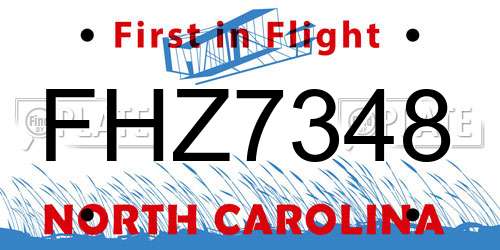FHZ7348 North Carolina License Plate