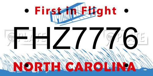 FHZ7776 North Carolina License Plate