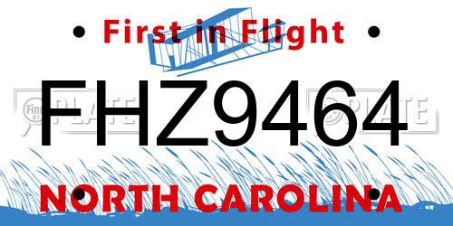 FHZ9464 North Carolina License Plate