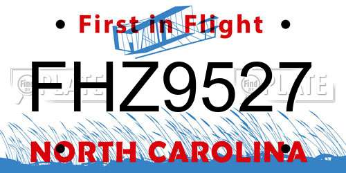 FHZ9527 North Carolina License Plate
