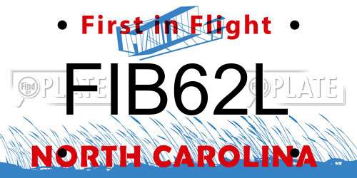FIB62L North Carolina License Plate