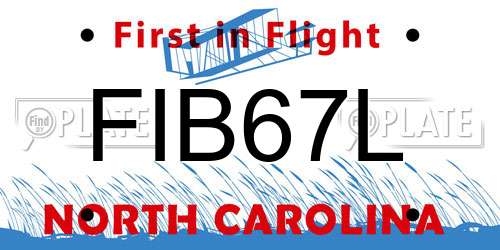 FIB67L North Carolina License Plate