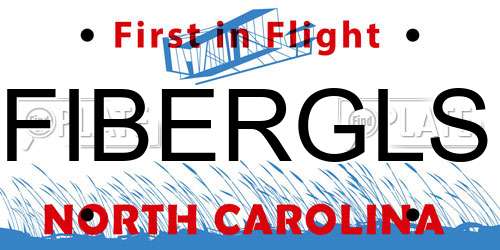 FIBERGLS North Carolina License Plate
