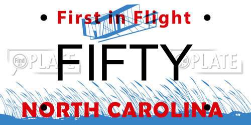FIFTY North Carolina License Plate