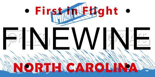FINEWINE North Carolina License Plate
