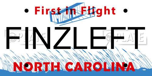 FINZLEFT North Carolina License Plate