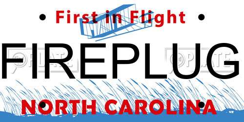 FIREPLUG North Carolina License Plate