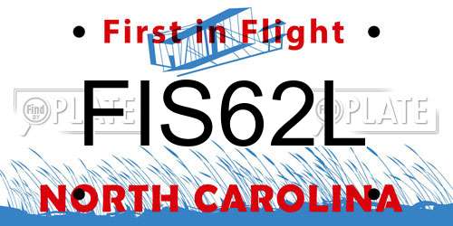 FIS62L North Carolina License Plate