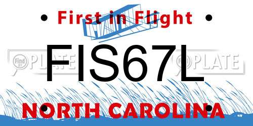FIS67L North Carolina License Plate