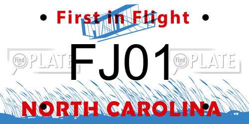 FJ01 North Carolina License Plate