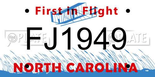 FJ1949 North Carolina License Plate