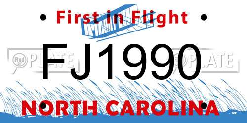 FJ1990 North Carolina License Plate