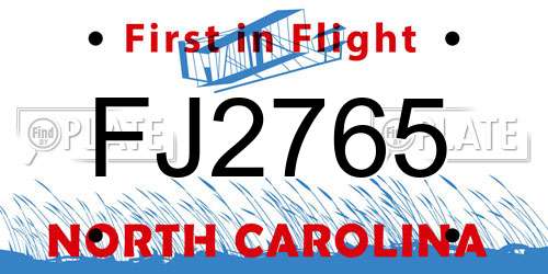 FJ2765 North Carolina License Plate
